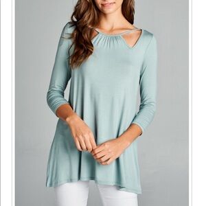 Moss Sage Green Plus Size Blouse Tee Top